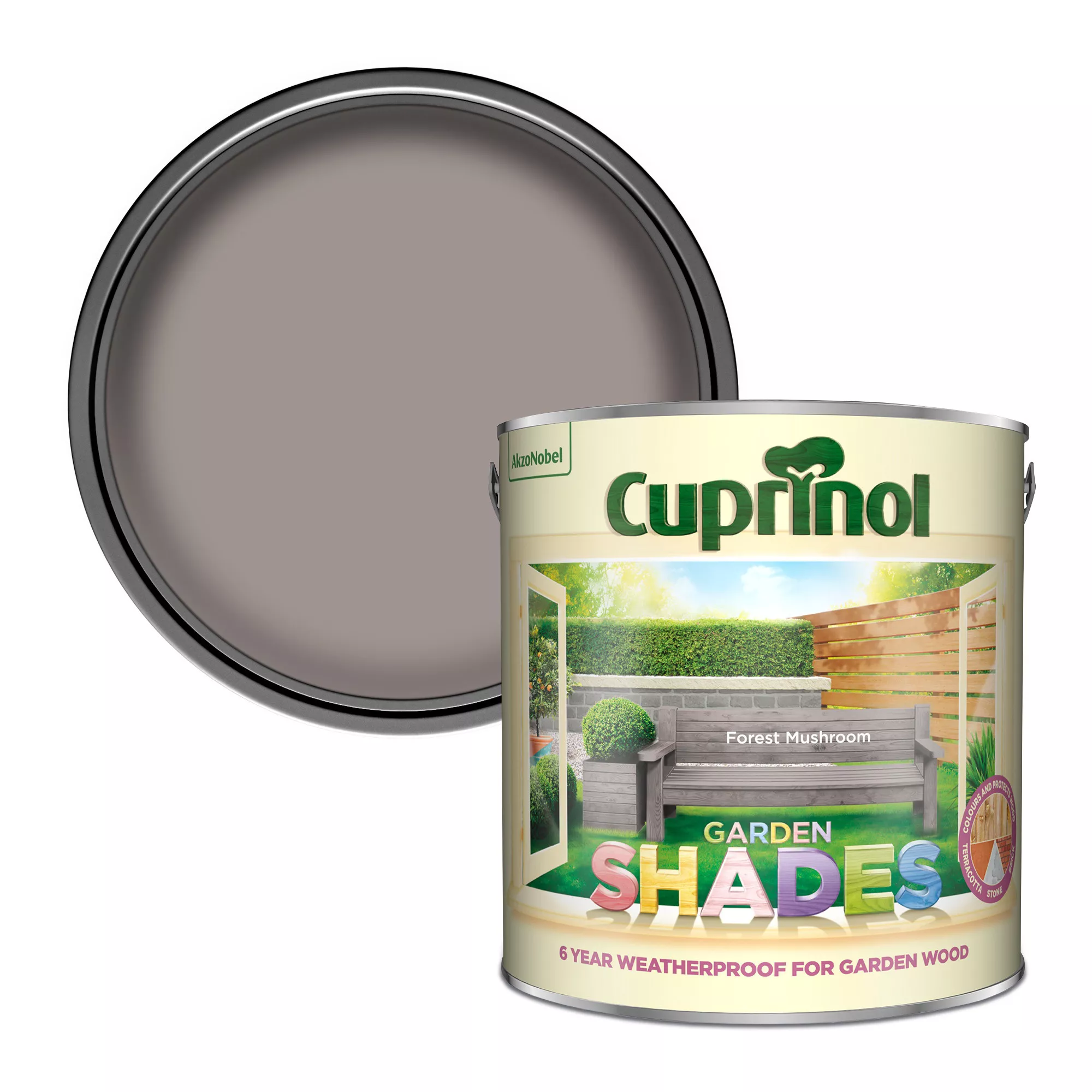 Cuprinol Garden Shades Forest Mushroom Matt Multi-surface Exterior Wood Paint, 2.5L 3 Cuprinol Garden Shades Forest Mushroom Matt Multi-surface Exterior Wood Paint, 2.5L