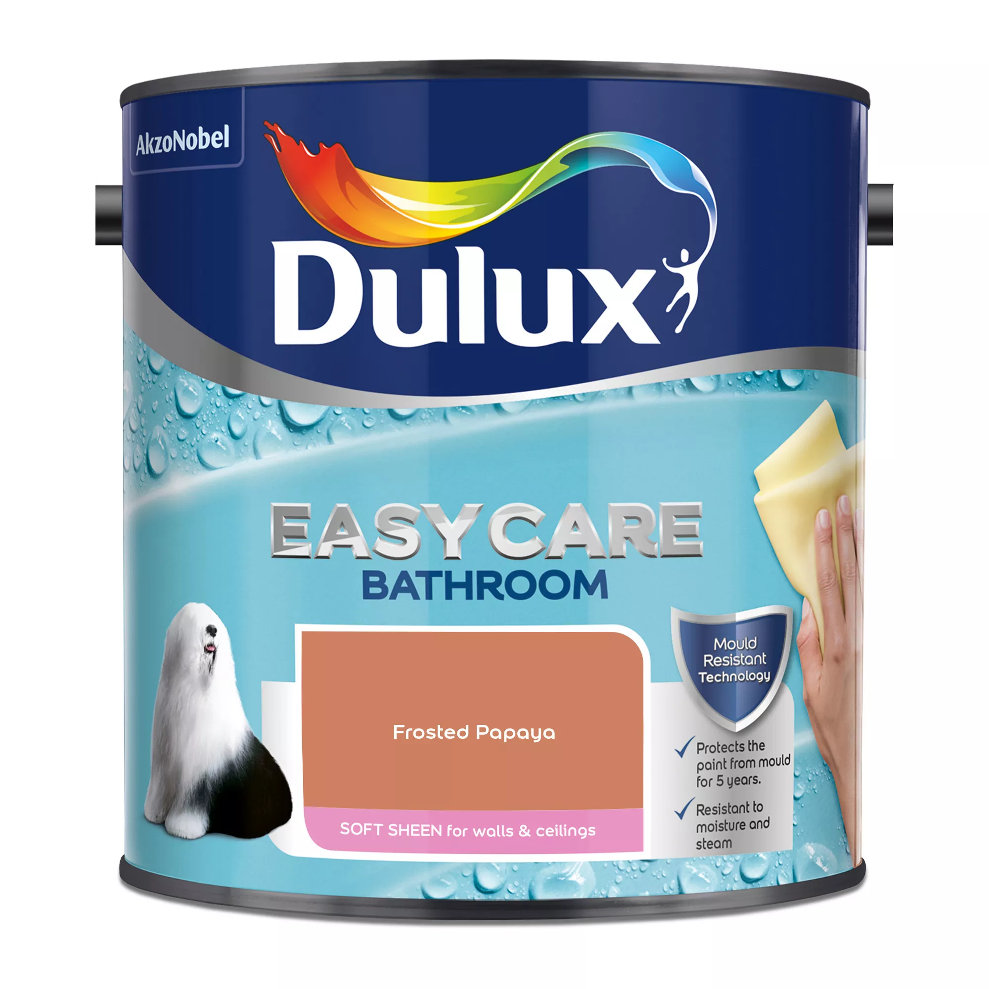Dulux Easycare Bathroom Frosted Papaya Soft Sheen Wall Paint, 2.5L 5 Dulux Easycare Bathroom Frosted Papaya Soft Sheen Wall Paint, 2.5L - Image 3