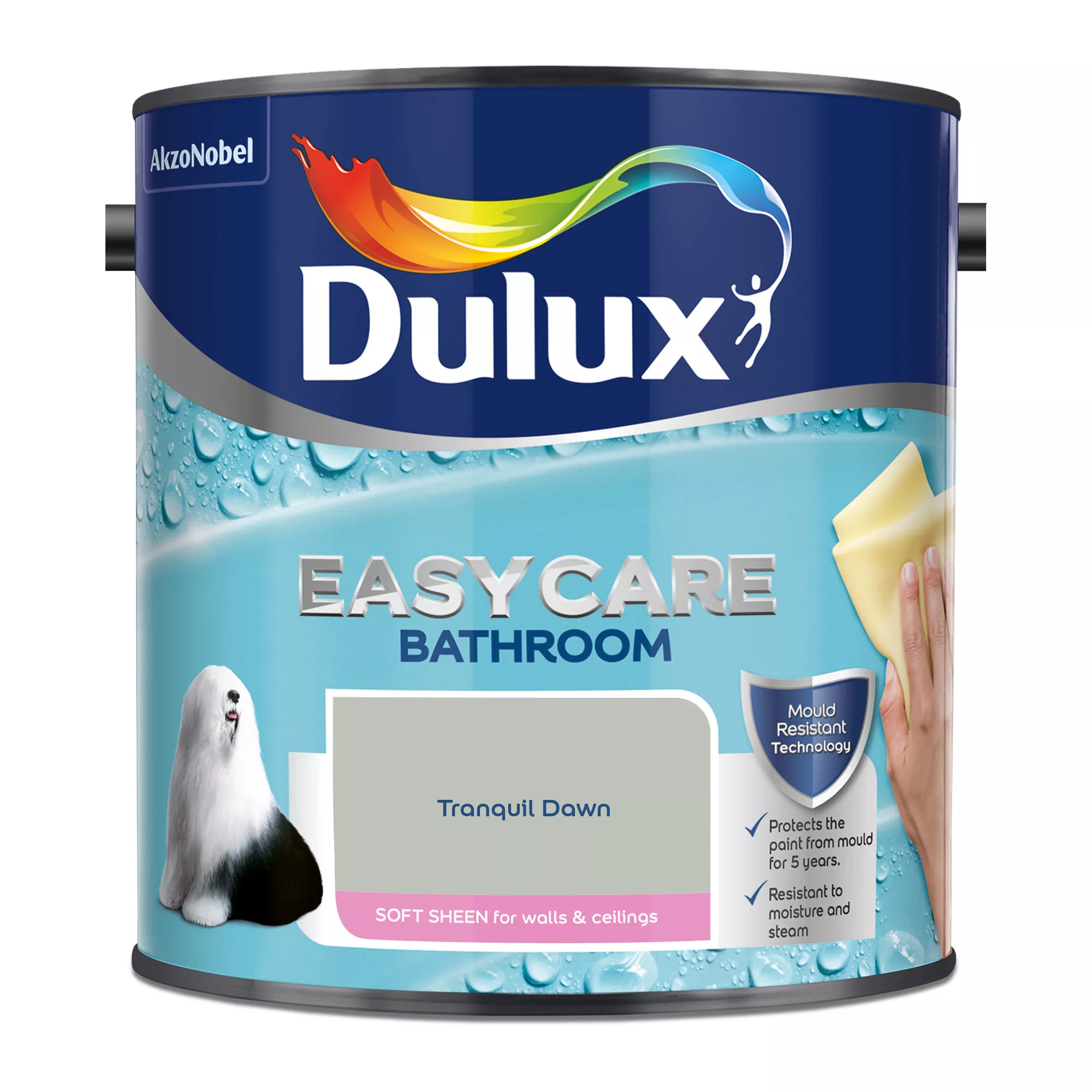 Dulux Easycare Bathroom Tranquil Dawn Soft Sheen Wall Paint, 2.5L 4 Dulux Easycare Bathroom Tranquil Dawn Soft Sheen Wall Paint, 2.5L - Image 2