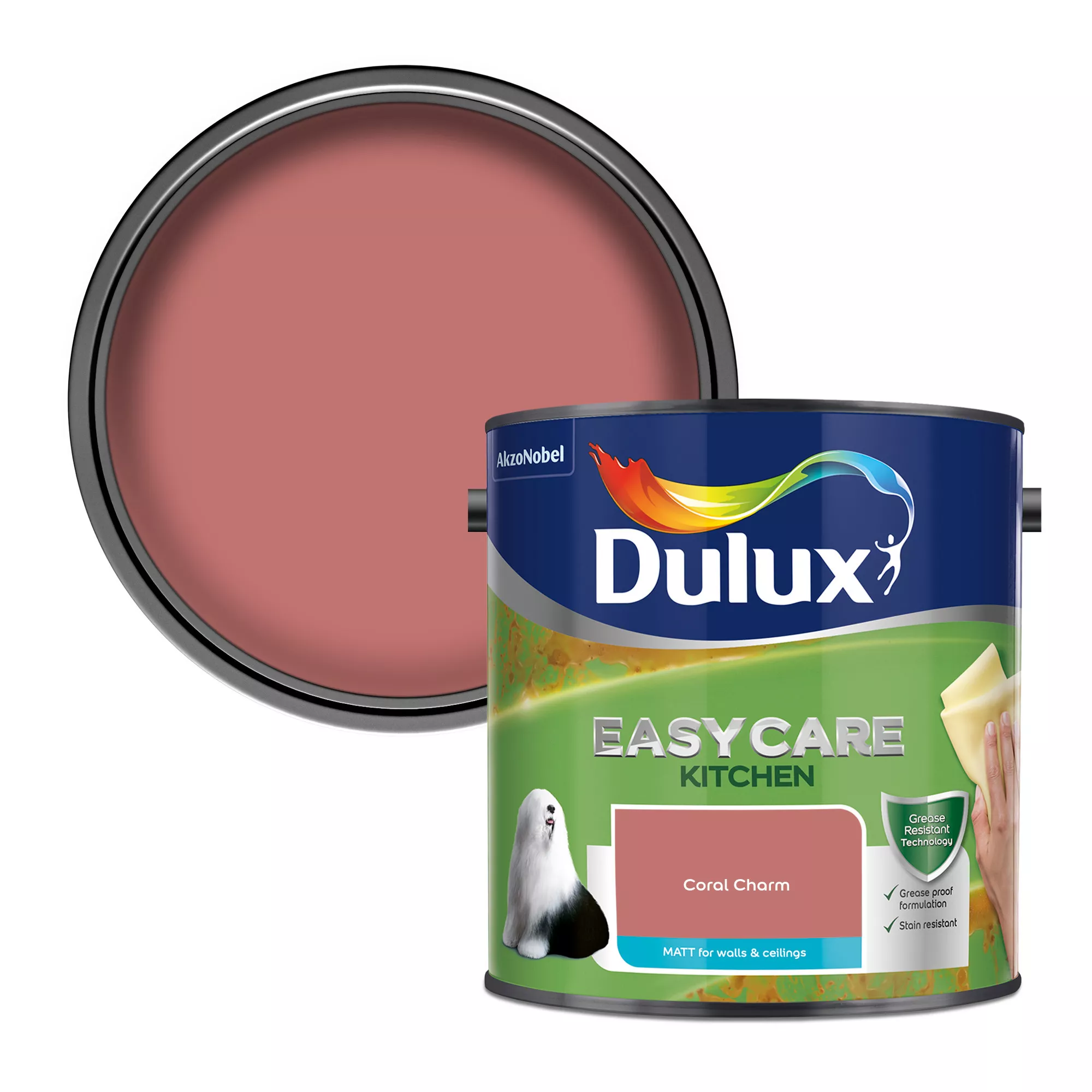 Dulux Easycare Kitchen Coral Charm Matt Wall Paint, 2.5L 3 Dulux Easycare Kitchen Coral Charm Matt Wall Paint, 2.5L