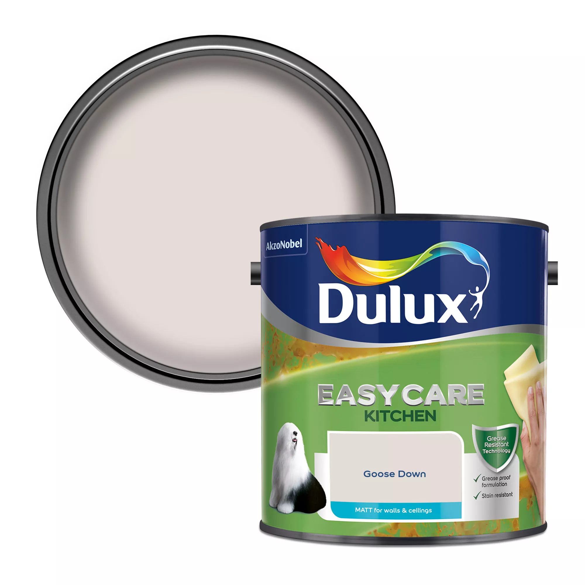 Dulux Easycare Kitchen Goose Down Matt Wall Paint, 2.5L 3 Dulux Easycare Kitchen Goose Down Matt Wall Paint, 2.5L