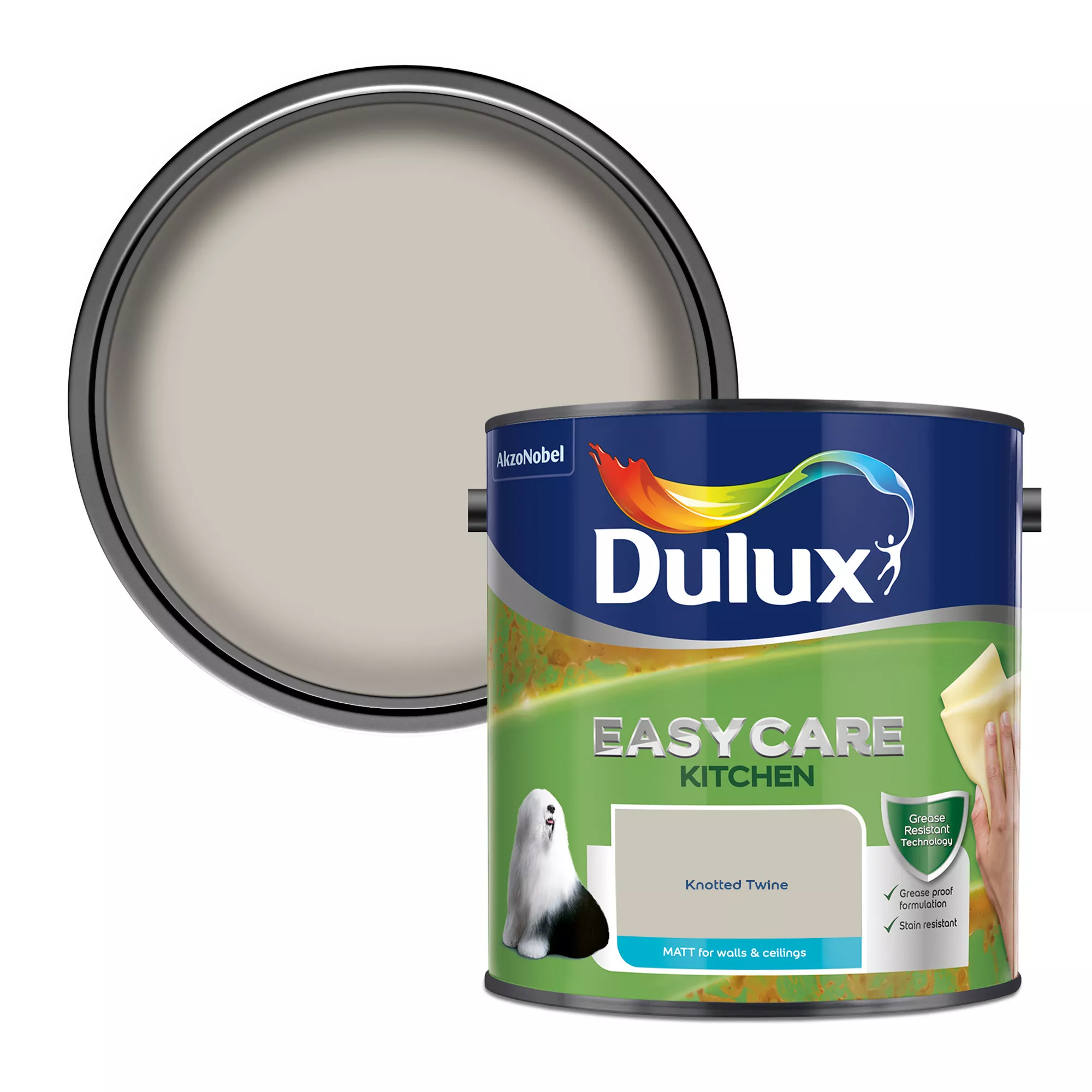 Dulux Easycare Kitchen Knotted Twine Matt Wall Paint, 2.5L 3 Dulux Easycare Kitchen Knotted Twine Matt Wall Paint, 2.5L