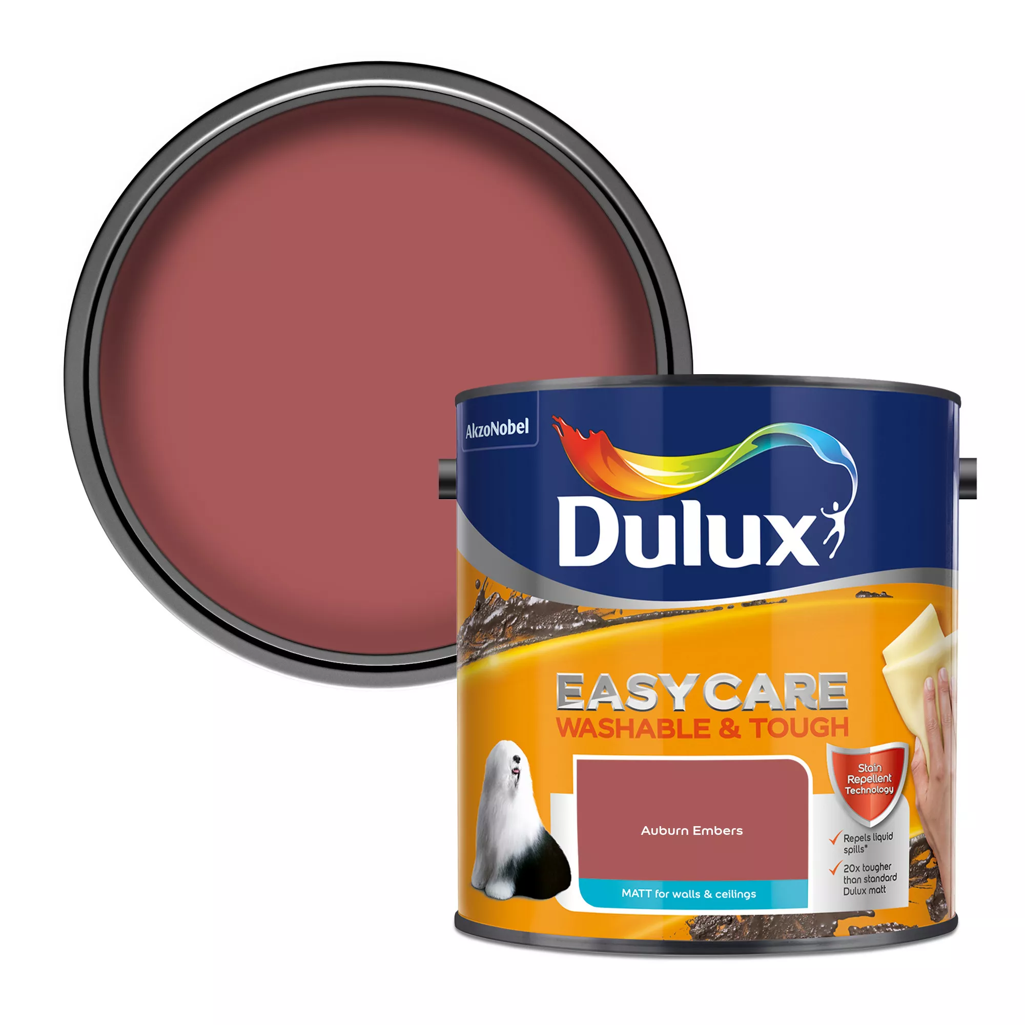 Dulux Easycare Washable & Tough Auburn Embers Matt Wall Paint, 2.5L 3 Dulux Easycare Washable & Tough Auburn Embers Matt Wall Paint, 2.5L