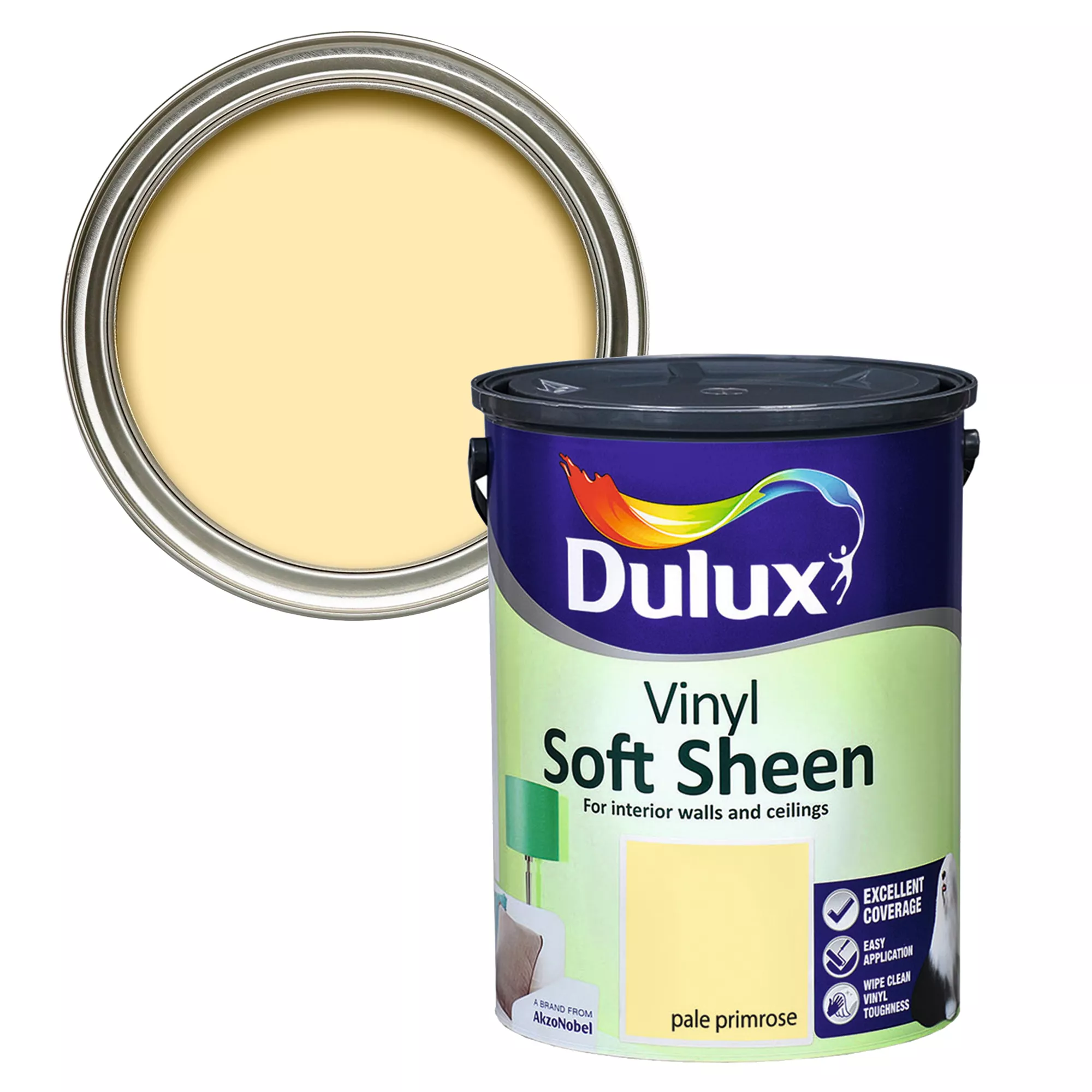 Dulux Pale Primrose Soft Sheen Emulsion Paint, 5L 3 Dulux Pale Primrose Soft Sheen Emulsion Paint, 5L
