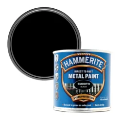 Hammerite Black Gloss Metal Paint, 250ml