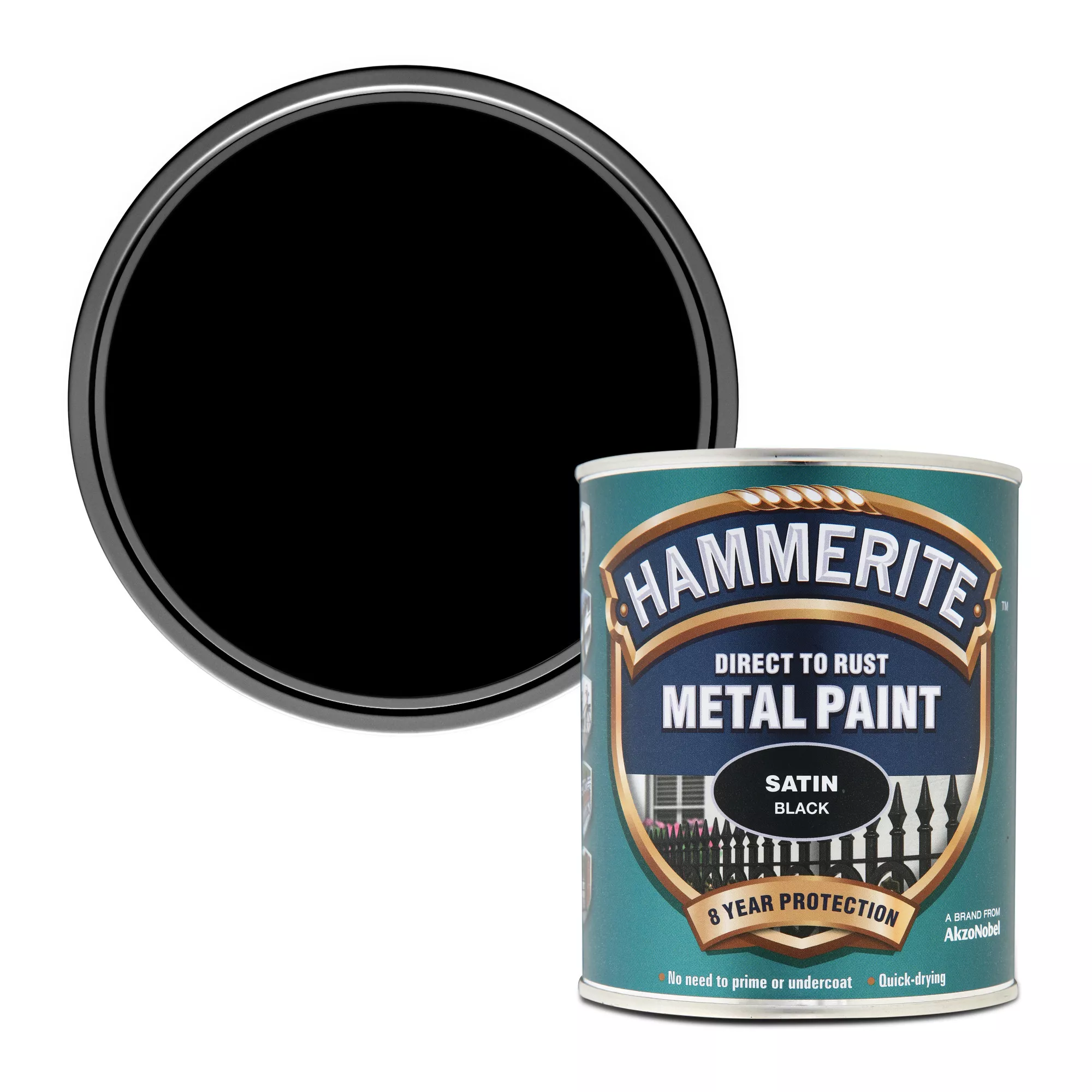 Hammerite Black Satinwood Metal Paint, 750ml 3 Hammerite Black Satinwood Metal Paint, 750ml