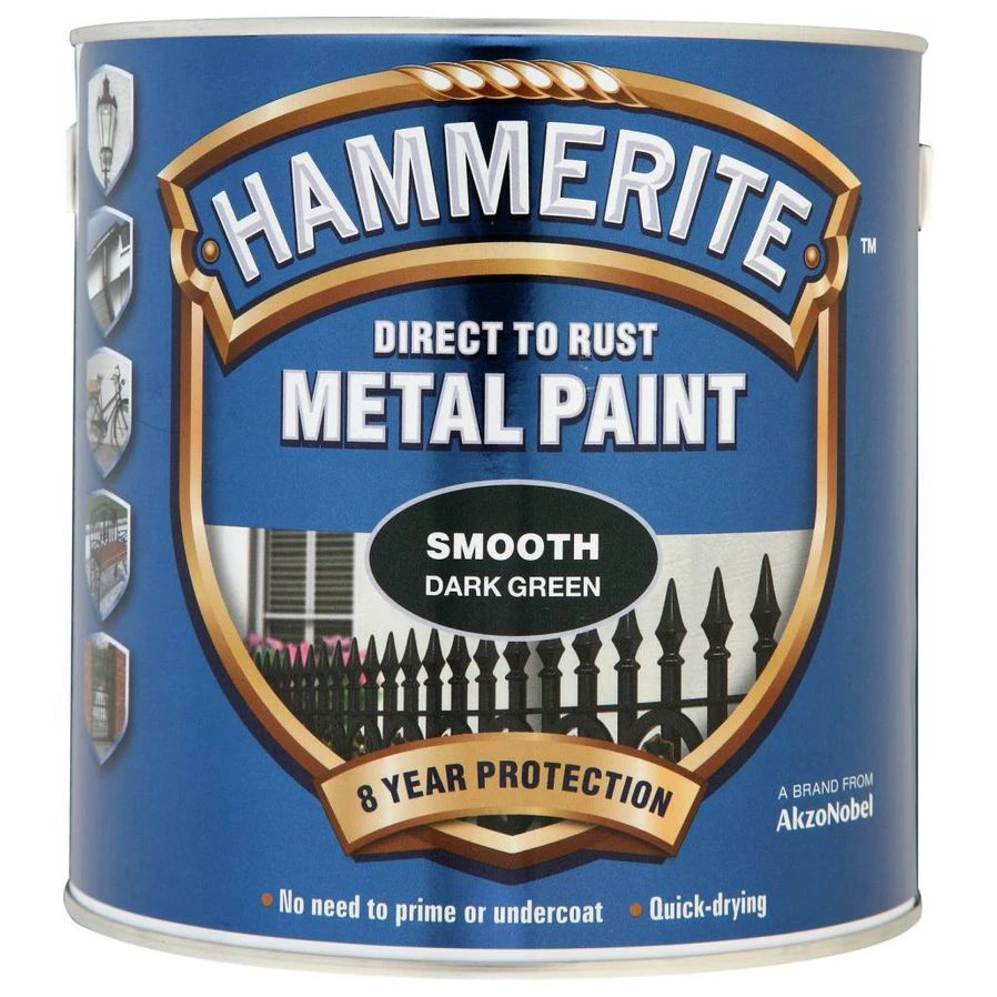 Hammerite Dark Green Gloss Metal Paint, 750ml 4 Hammerite Dark Green Gloss Metal Paint, 750ml - Image 2