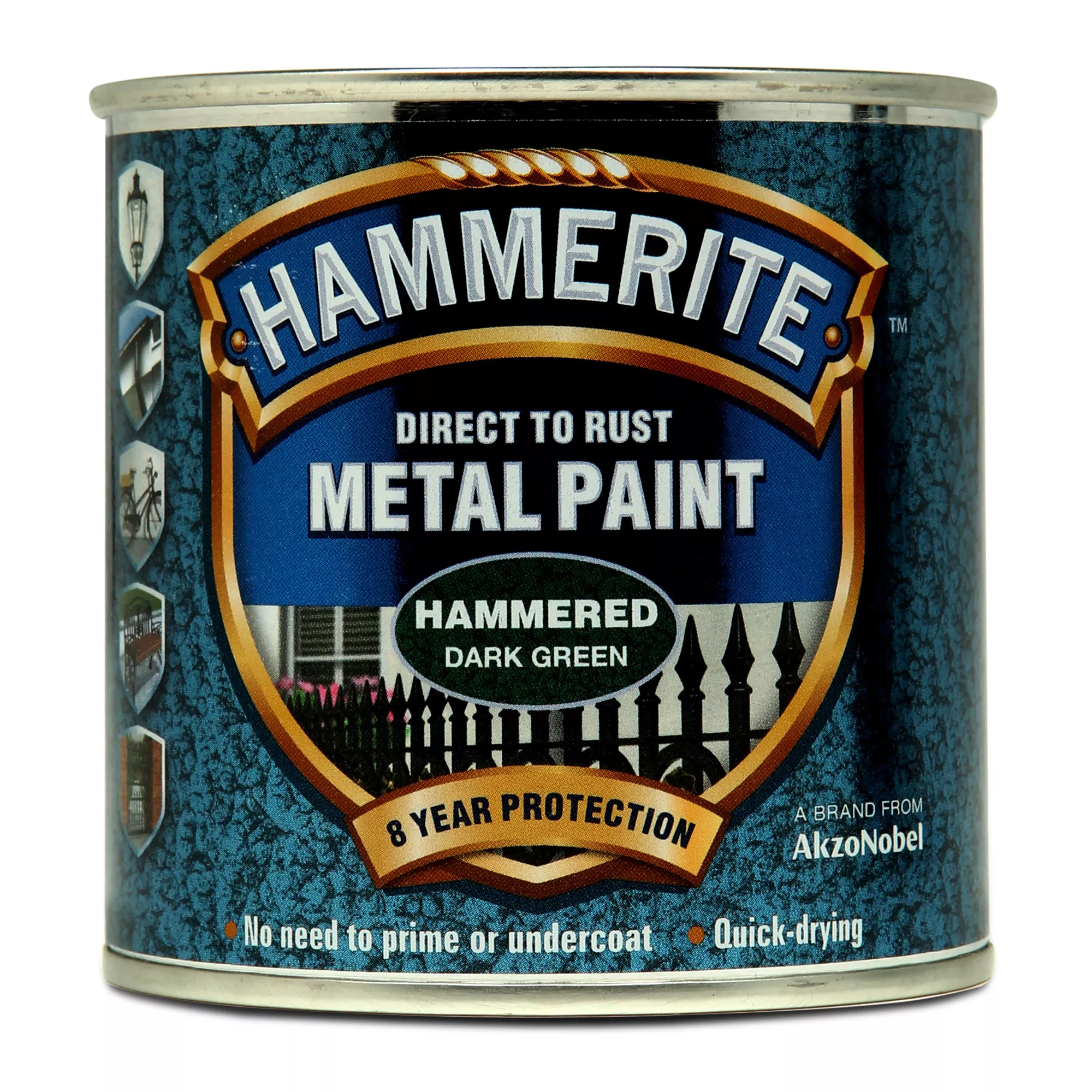 Hammerite Dark Green Hammered Effect Metal Paint, 250ml 4 Hammerite Dark Green Hammered Effect Metal Paint, 250ml - Image 2