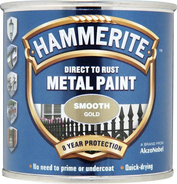 Hammerite Gloss Gold Effect Metal Paint, 250ml 4 Hammerite Gloss Gold Effect Metal Paint, 250ml - Image 2