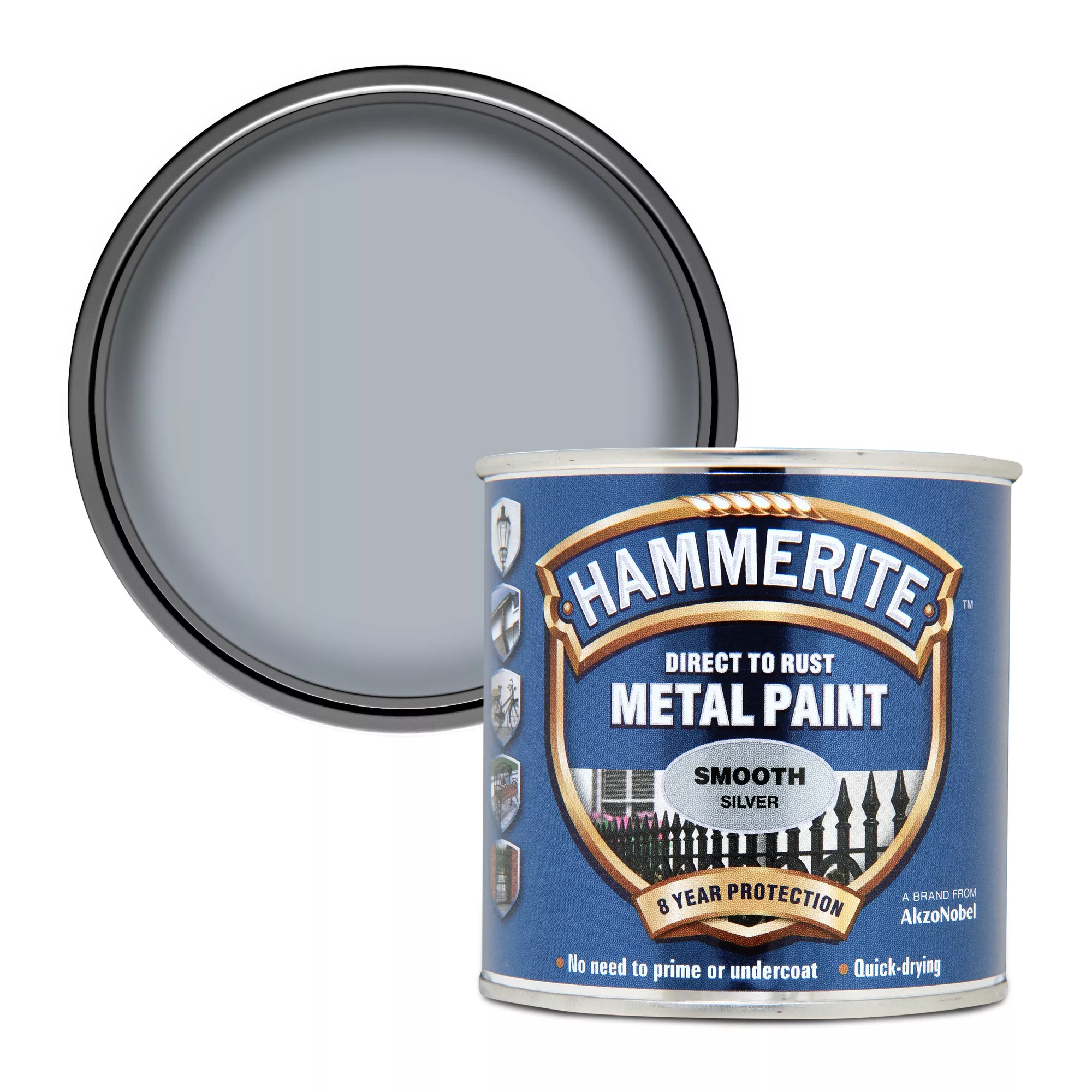 Hammerite Gloss Silver Effect Metal Paint, 250ml 3 Hammerite Gloss Silver Effect Metal Paint, 250ml