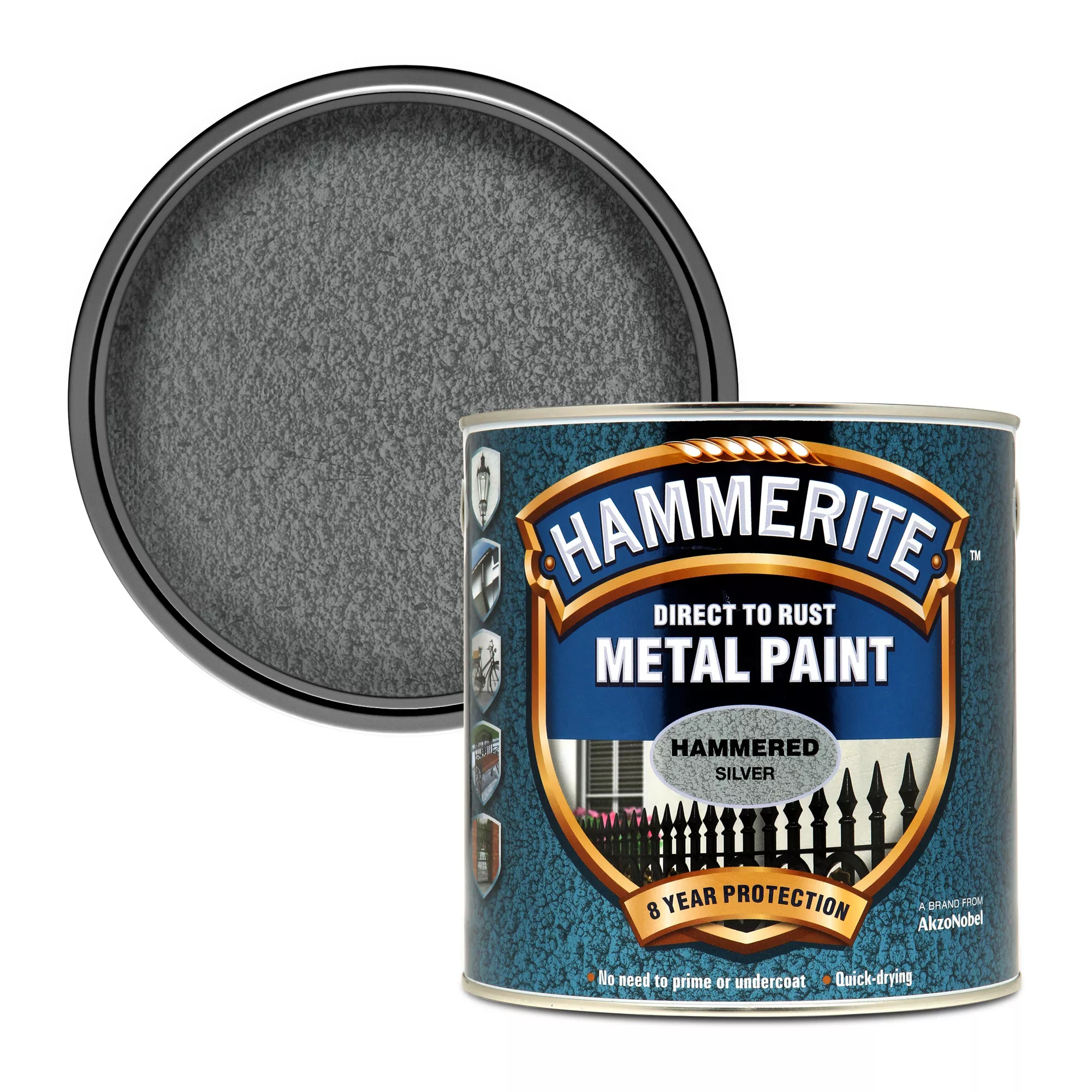 Hammerite Hammered Effect Metal Paint, 2.5L 3 Hammerite Hammered Effect Metal Paint, 2.5L
