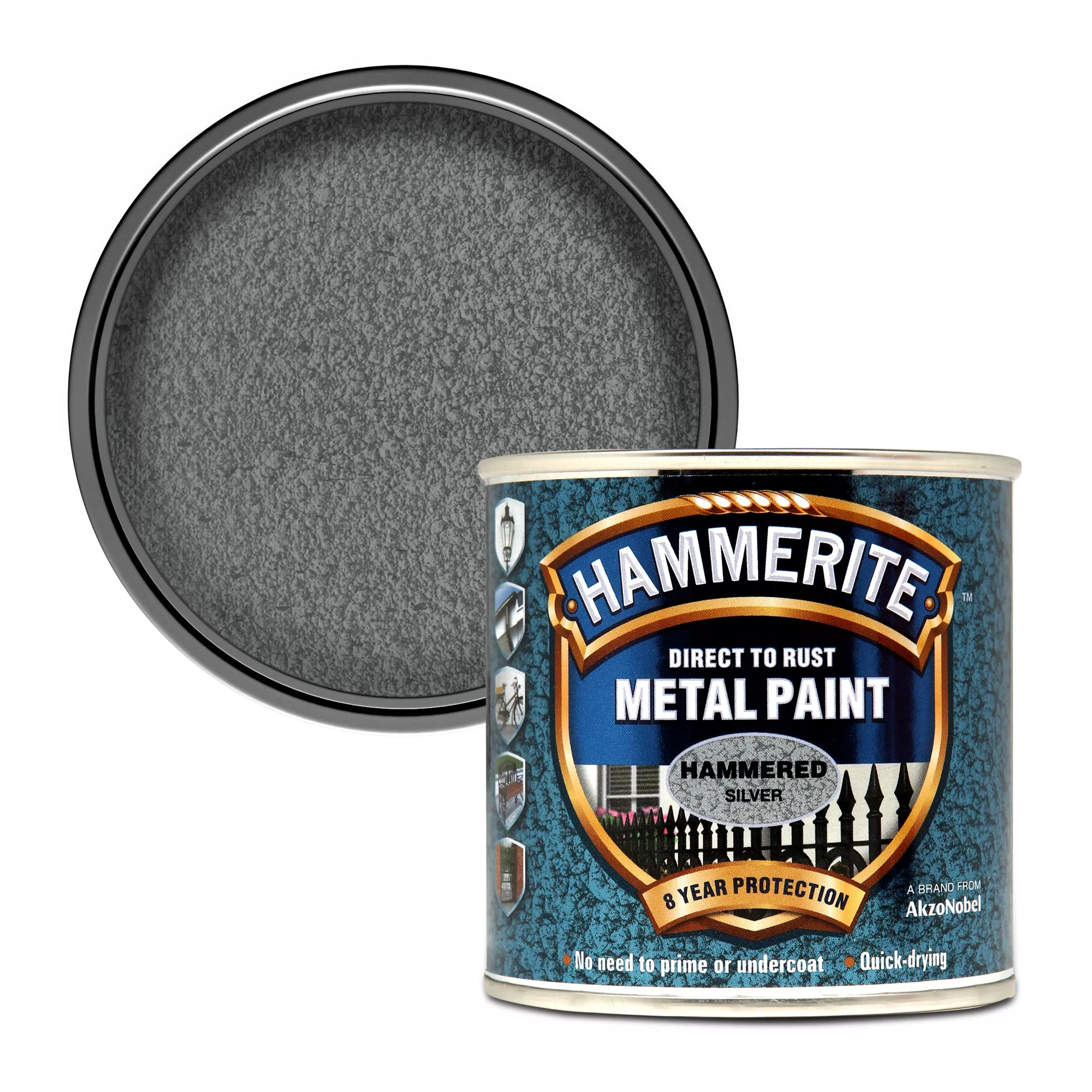 Hammerite Silver Grey Hammered Effect Metal Paint, 250ml 3 Hammerite Silver Grey Hammered Effect Metal Paint, 250ml