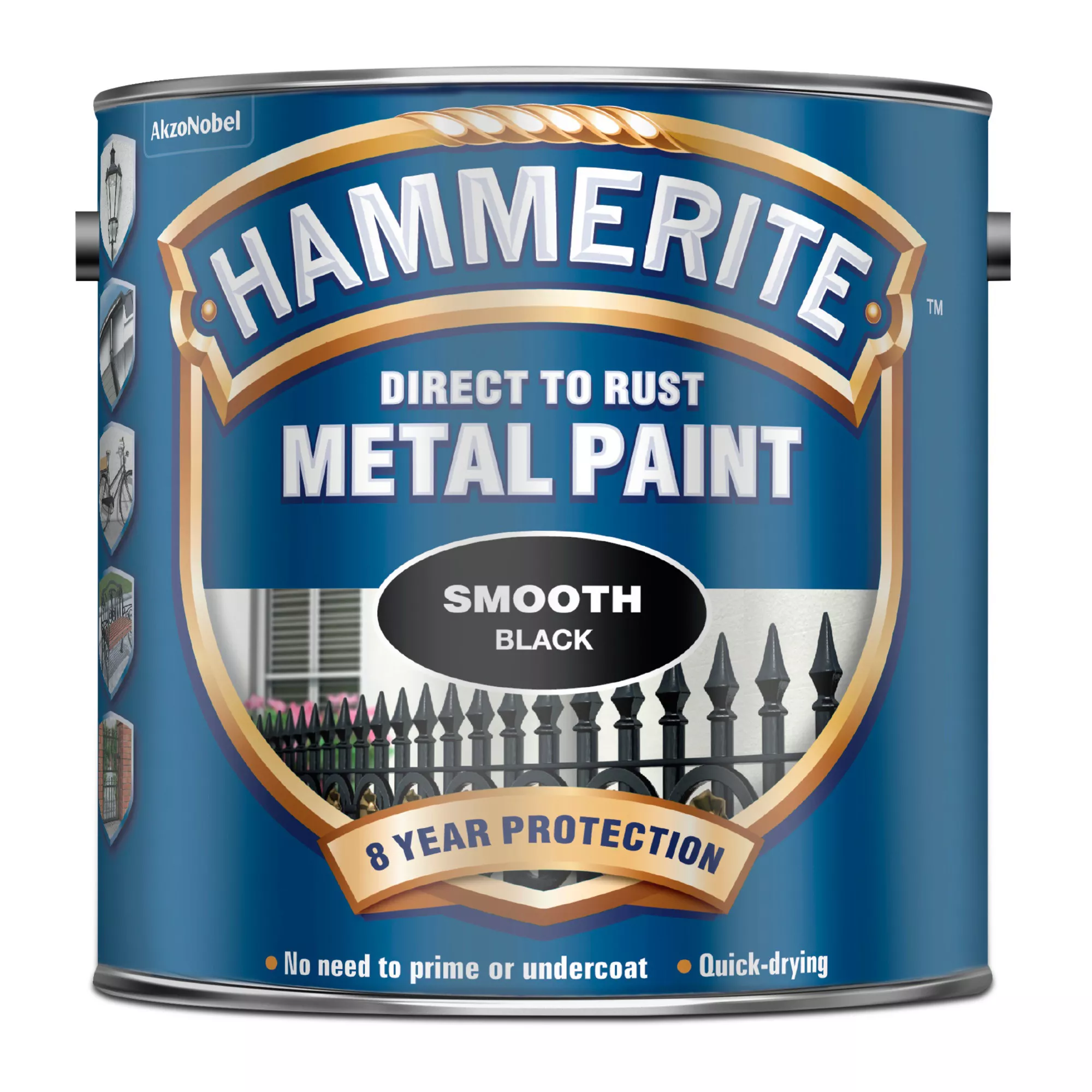 Hammerite Smoothrite Black Gloss Metal Paint, 2.5L 4 Hammerite Smoothrite Black Gloss Metal Paint, 2.5L - Image 2