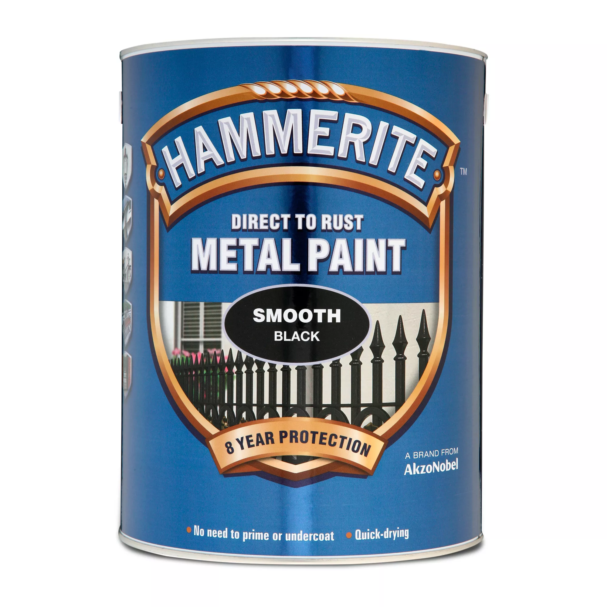 Hammerite Smoothrite Black Gloss Metal Paint, 5L 4 Hammerite Smoothrite Black Gloss Metal Paint, 5L - Image 2