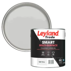 Leyland Trade Smart Light Grey Mid Sheen Multi-surface Paint, 2.5L