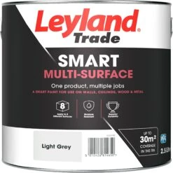 Leyland Trade Smart Light Grey Mid Sheen Multi-surface Paint, 2.5L 6 Leyland Trade Smart Light Grey Mid Sheen Multi-surface Paint, 2.5L -TRADE POINTS PAINTS leyland trade smart light grey mid sheen multi surface paint 2 5l5010426814650 02c bq