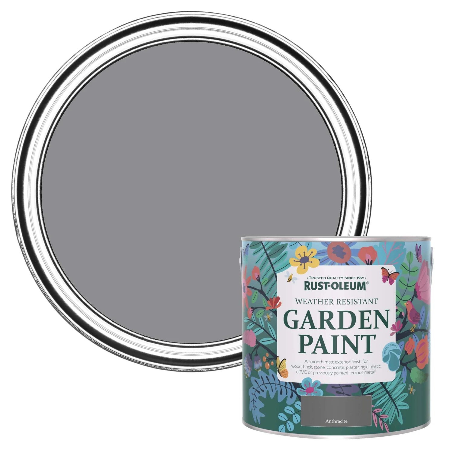 Rust-Oleum Garden Paint Anthracite Matt Multi-surface Garden Paint, 2.5L Tin 3 Rust-Oleum Garden Paint Anthracite Matt Multi-surface Garden Paint, 2.5L Tin