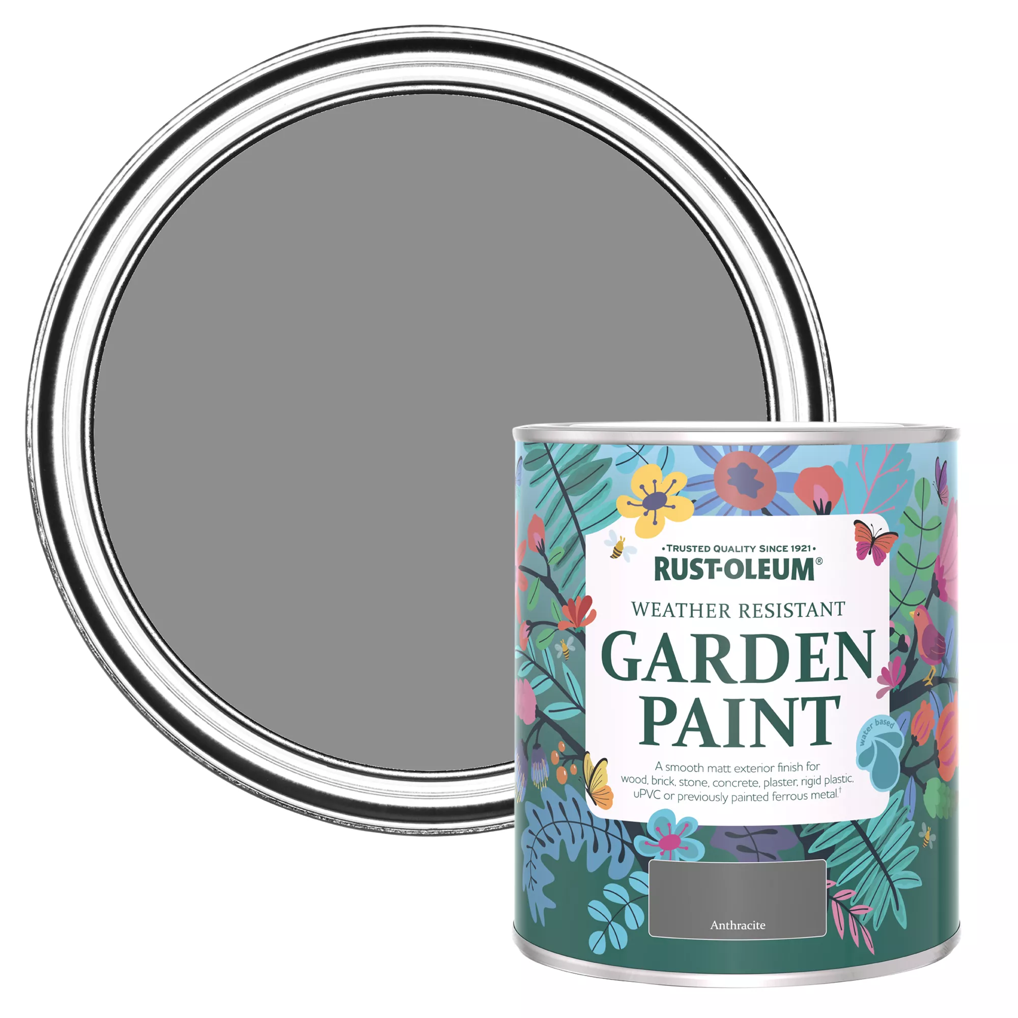 Rust-Oleum Garden Paint Anthracite Matt Multi-surface Garden Paint, 750ml Tin 3 Rust-Oleum Garden Paint Anthracite Matt Multi-surface Garden Paint, 750ml Tin