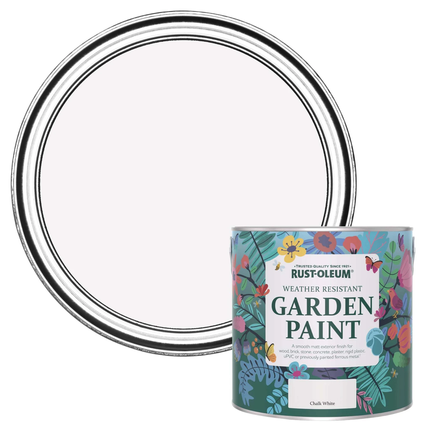 Rust-Oleum Garden Paint Chalk White Matt Multi-surface Garden Paint, 2.5L Tin 2 Rust-Oleum Garden Paint Chalk White Matt Multi-surface Garden Paint, 2.5L Tin