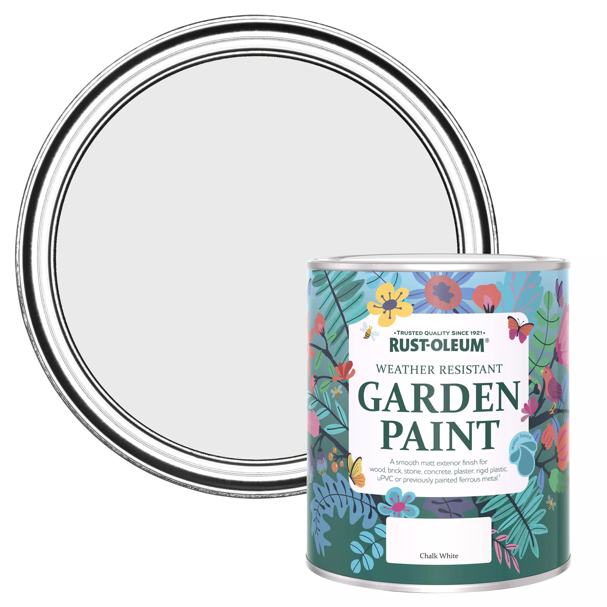 TRADE POINTS PAINTS -TRADE POINTS PAINTS rust oleum garden paint chalk white matt multi surface garden paint 750ml tin5013296131650 02c bq 1