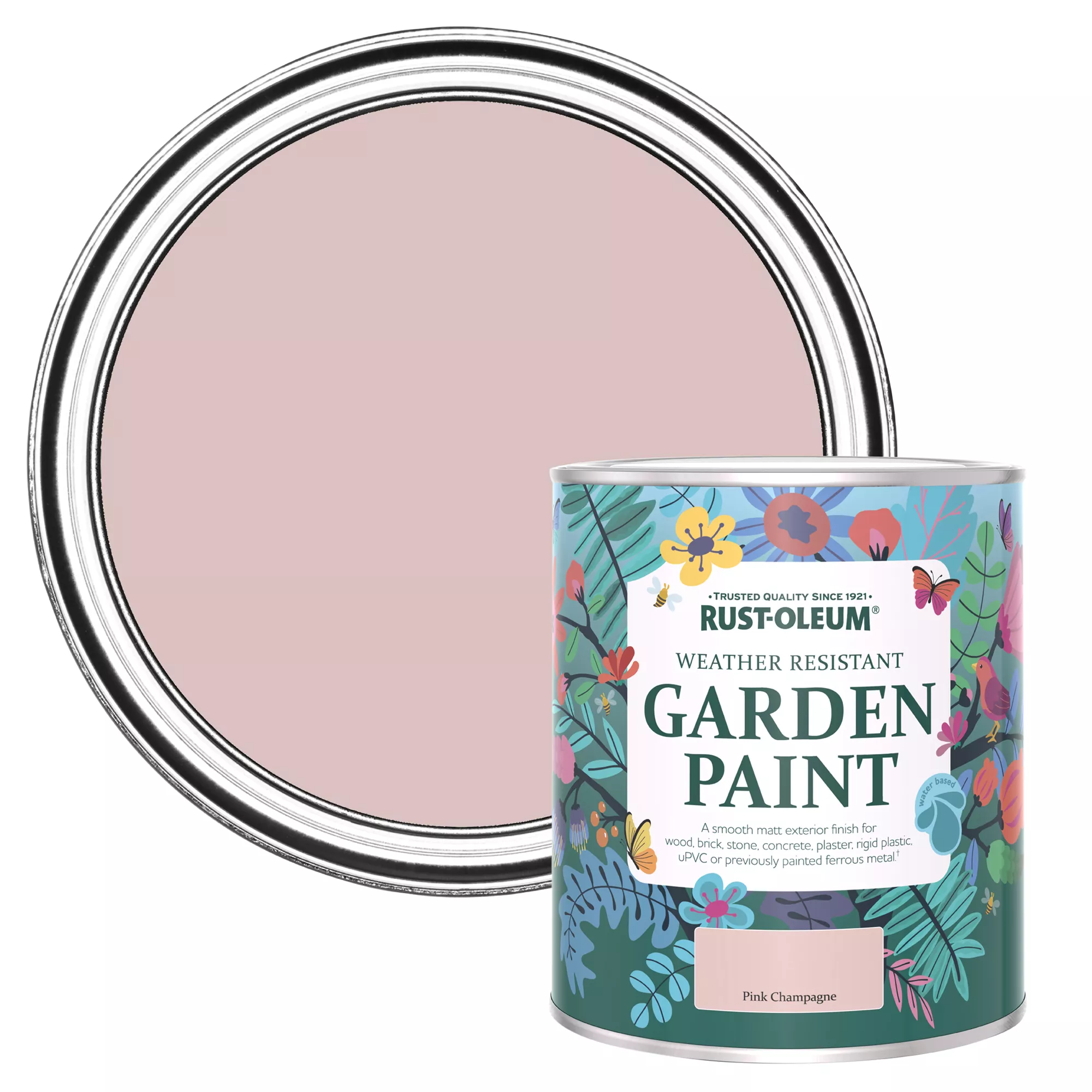 Rust-Oleum Garden Paint Pink Champagne Matt Multi-surface Garden Paint, 750ml Tin 3 Rust-Oleum Garden Paint Pink Champagne Matt Multi-surface Garden Paint, 750ml Tin