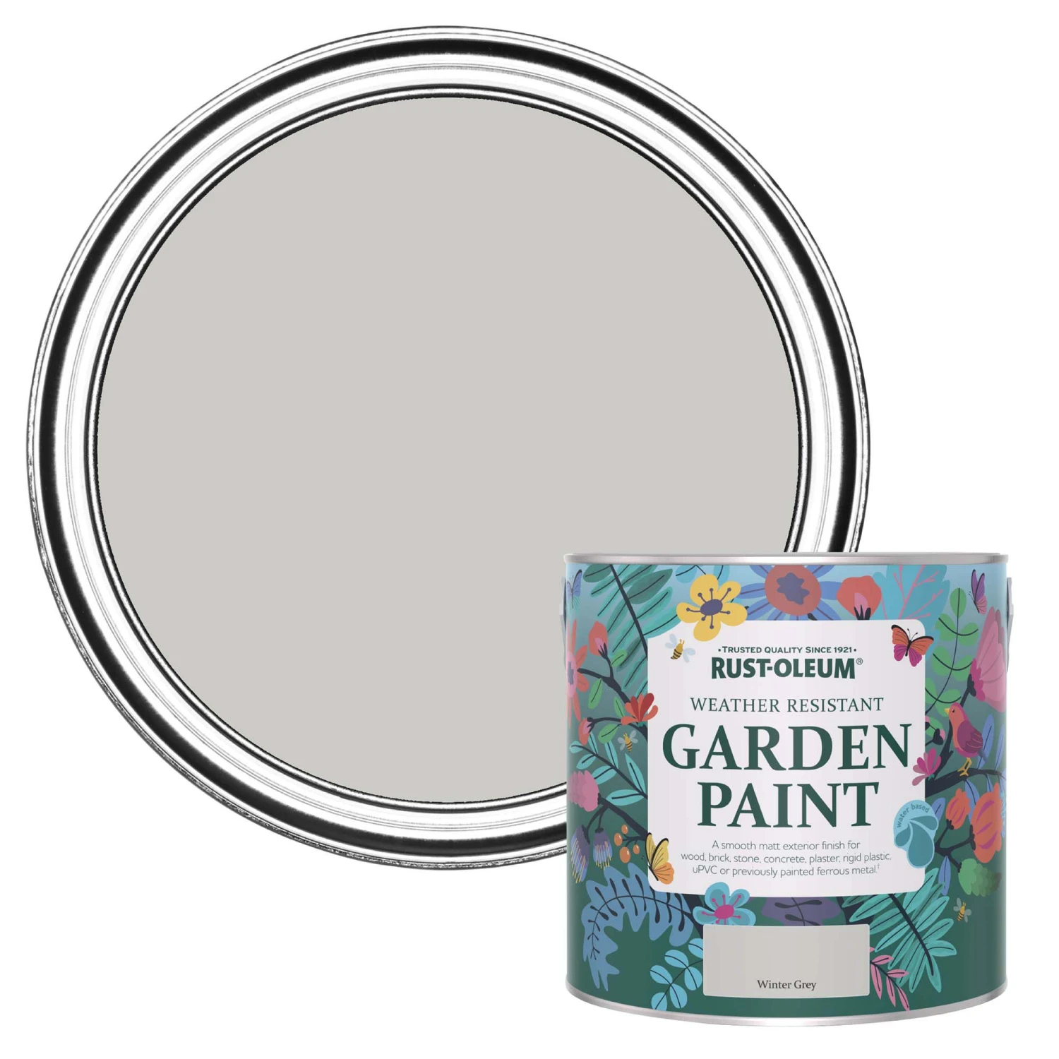 Rust-Oleum Garden Paint Winter Grey Matt Multi-surface Garden Paint, 2.5L Tin 3 Rust-Oleum Garden Paint Winter Grey Matt Multi-surface Garden Paint, 2.5L Tin