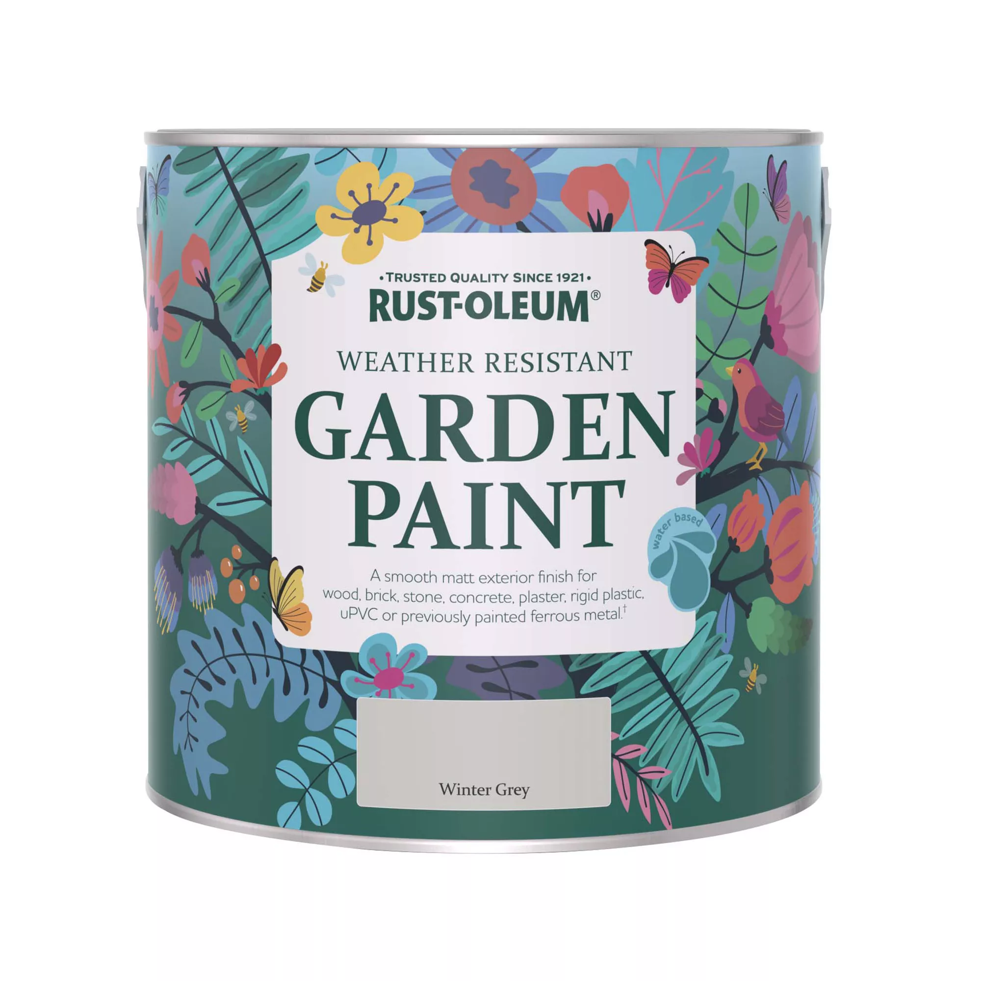 Rust-Oleum Garden Paint Winter Grey Matt Multi-surface Garden Paint, 2.5L Tin 4 Rust-Oleum Garden Paint Winter Grey Matt Multi-surface Garden Paint, 2.5L Tin - Image 2