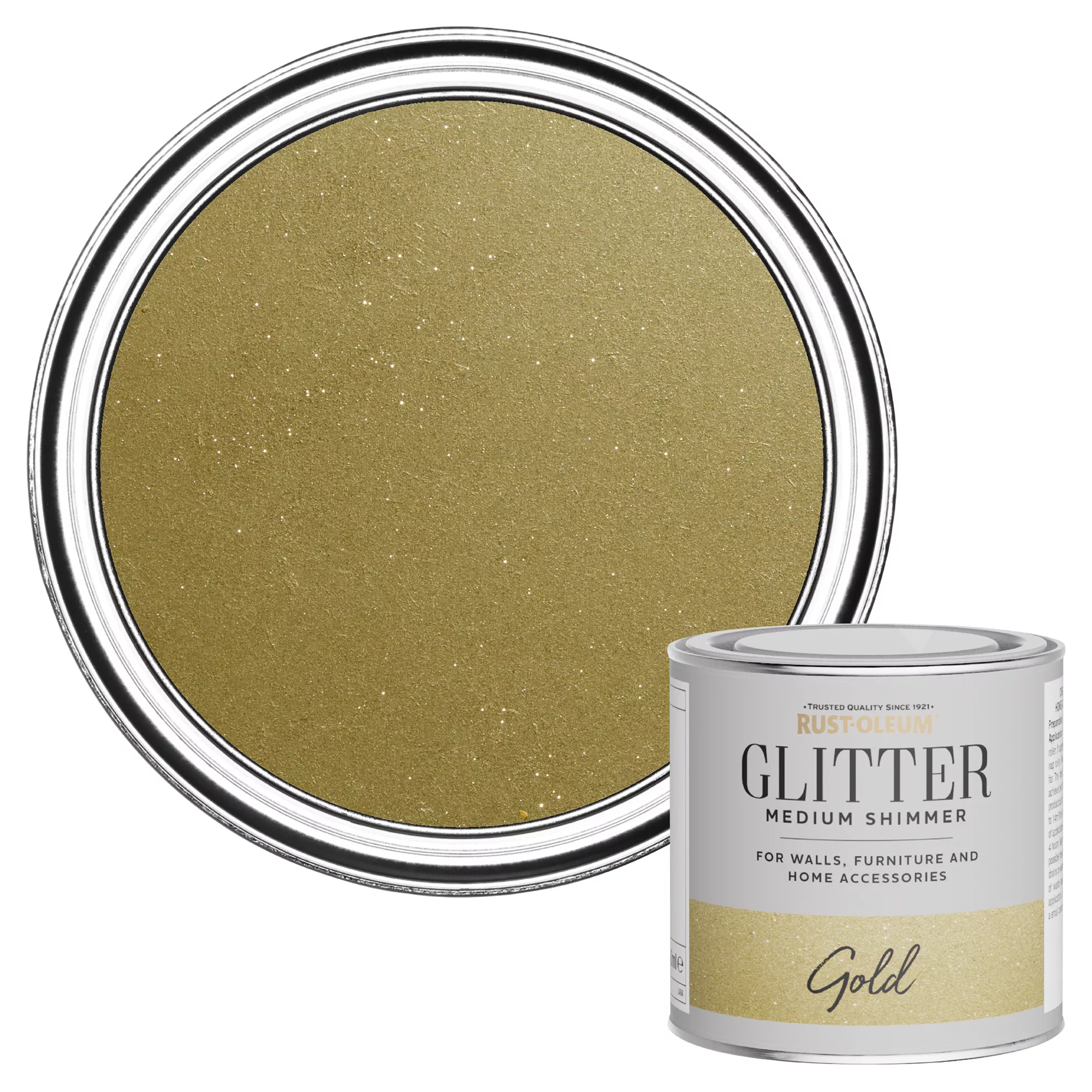 Rust-Oleum Medium Shimmer Gold Glitter Effect Mid Sheen Multi-surface Topcoat Paint Glitter, 250ml 2 Rust-Oleum Medium Shimmer Gold Glitter Effect Mid Sheen Multi-surface Topcoat Paint Glitter, 250ml