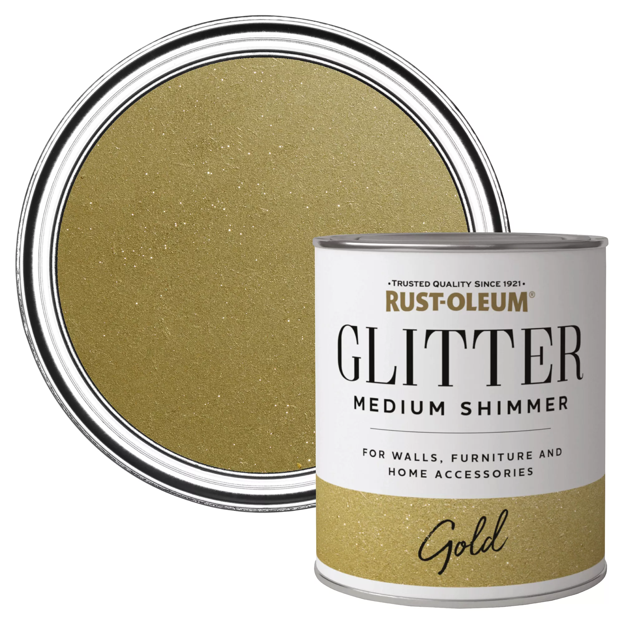 Rust-Oleum Medium Shimmer Gold Glitter Effect Mid Sheen Multi-surface Topcoat Paint Glitter, 750ml 3 Rust-Oleum Medium Shimmer Gold Glitter Effect Mid Sheen Multi-surface Topcoat Paint Glitter, 750ml