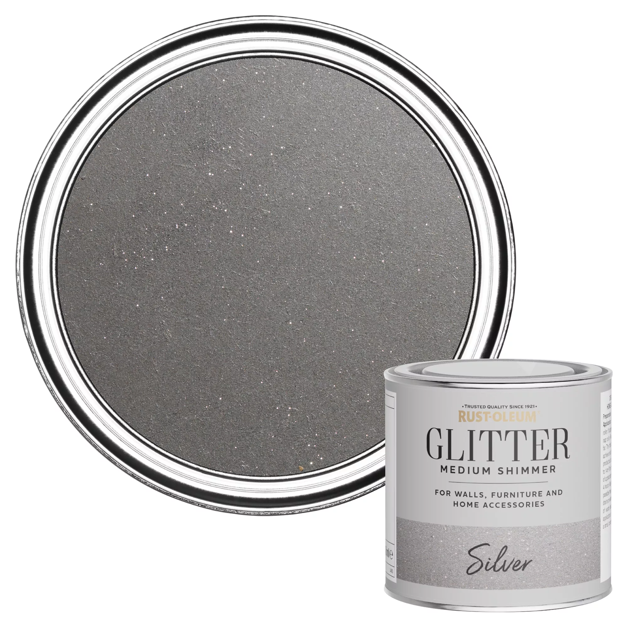 Rust-Oleum Medium Shimmer Silver Glitter Effect Mid Sheen Multi-surface Topcoat Paint Glitter, 250ml 3 Rust-Oleum Medium Shimmer Silver Glitter Effect Mid Sheen Multi-surface Topcoat Paint Glitter, 250ml