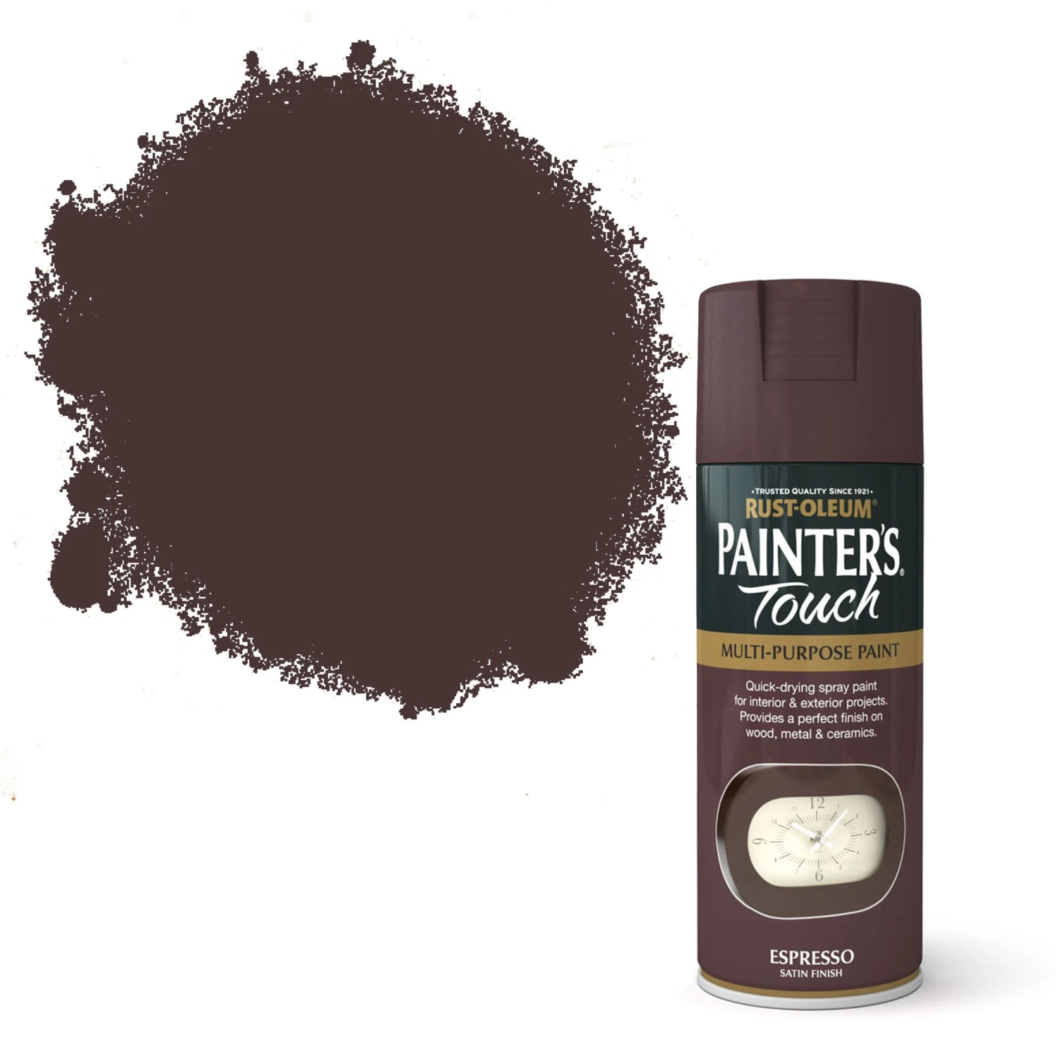 Rust-Oleum Painter's Touch Espresso Satinwood Multi-surface Decorative Spray Paint, 400ml 3 Rust-Oleum Painter's Touch Espresso Satinwood Multi-surface Decorative Spray Paint, 400ml