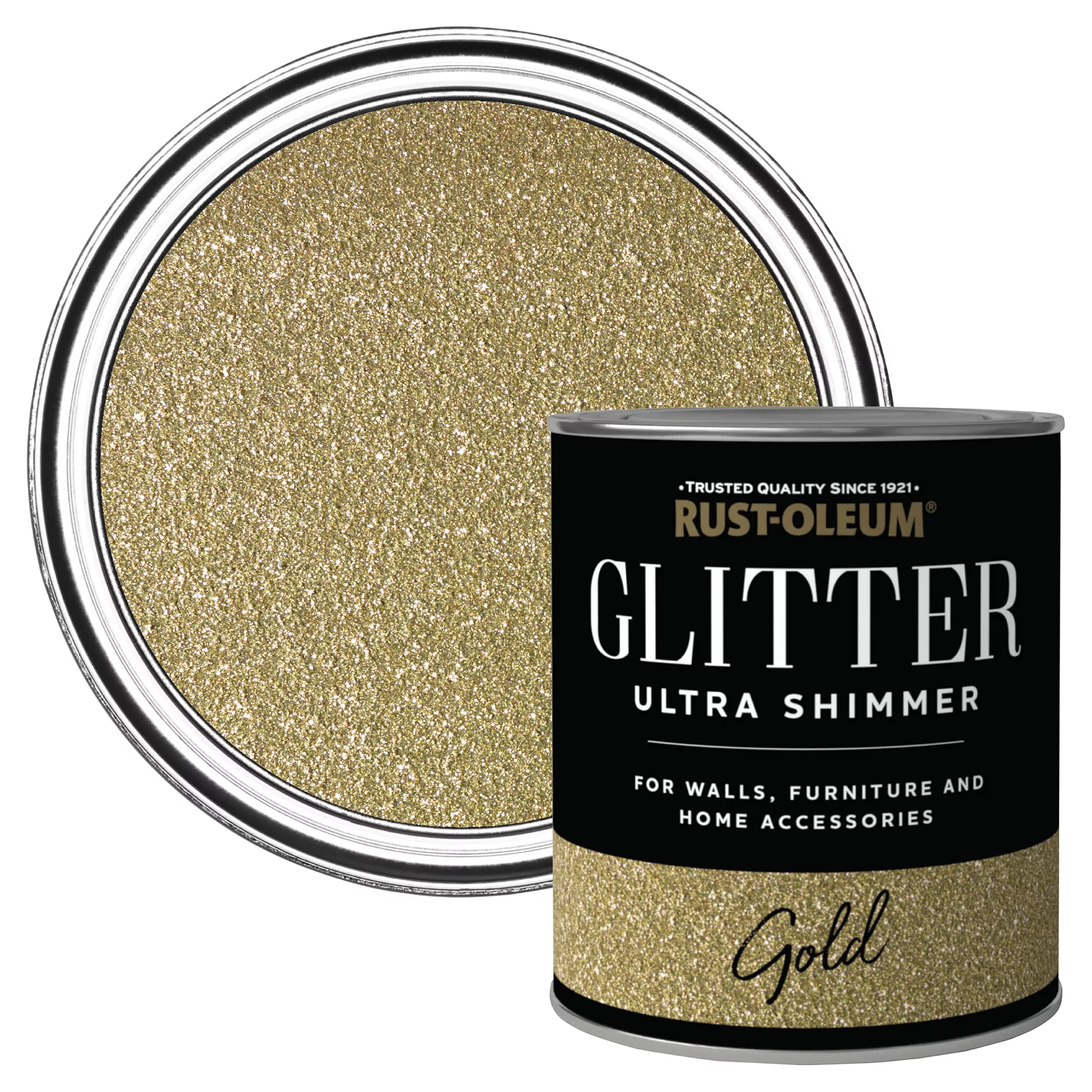 Rust-Oleum Ultra Shimmer Gold Glitter Effect Mid Sheen Multi-surface Topcoat Paint Glitter, 750ml 3 Rust-Oleum Ultra Shimmer Gold Glitter Effect Mid Sheen Multi-surface Topcoat Paint Glitter, 750ml